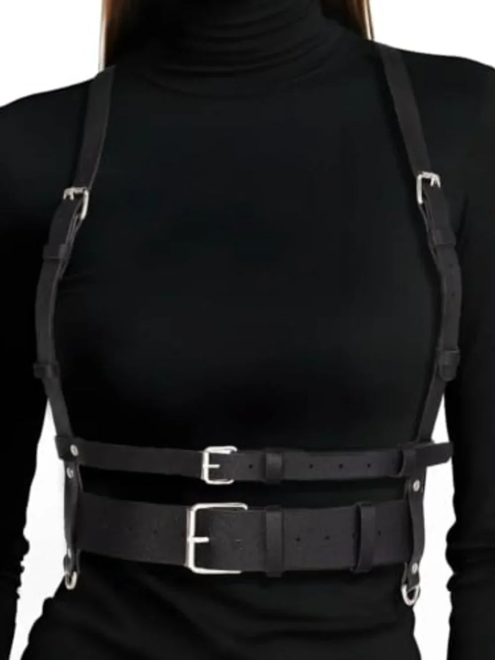 Punk Leather Harness Waist Belt for Women PU Leather Corset Belt Adjustable